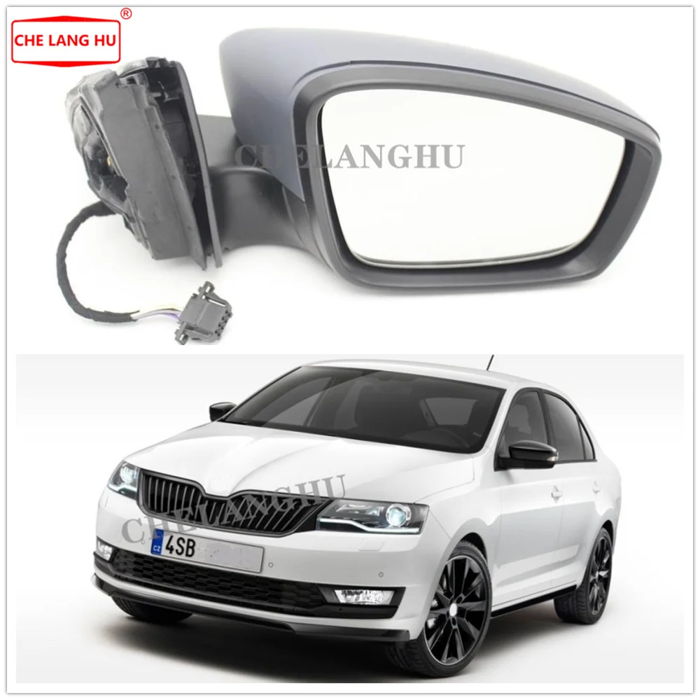 Правое боковое зеркало для Skoda Rapid автомобильный Стайлинг заднее электрическое регулируемое и подогреваемое зеркало с поворотом Singal светильник