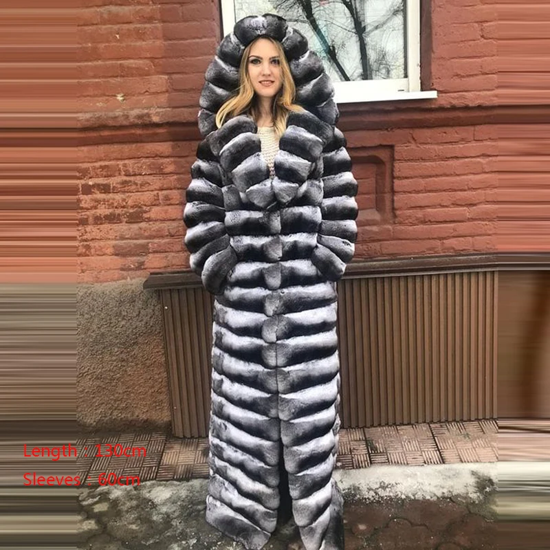 rb-098 Длинная настоящая куртка с мехом кролика рекс теплый капюшон осень зима Настоящий Лисий мех пальто женское пальто кролика рекс натуральный мех пальто - Цвет: rb-098