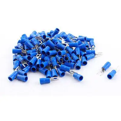 

150Pcs 27A 5mm Blue Pre Insulated Fork Terminal Cable Connector 16-14AWG