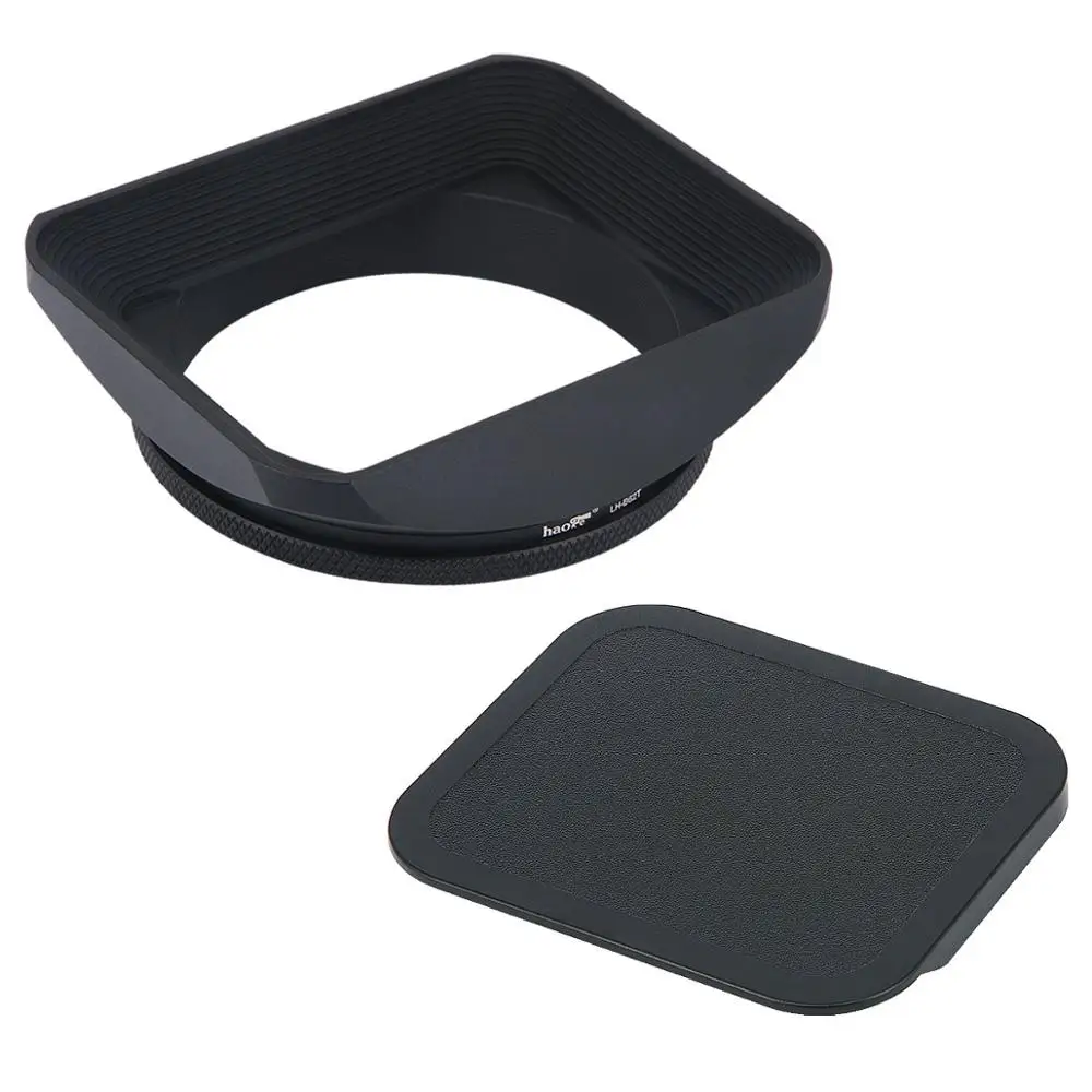 Haoge 62mm Square Metal Lens Hood with Cap for 62mm Canon Nikon Leica