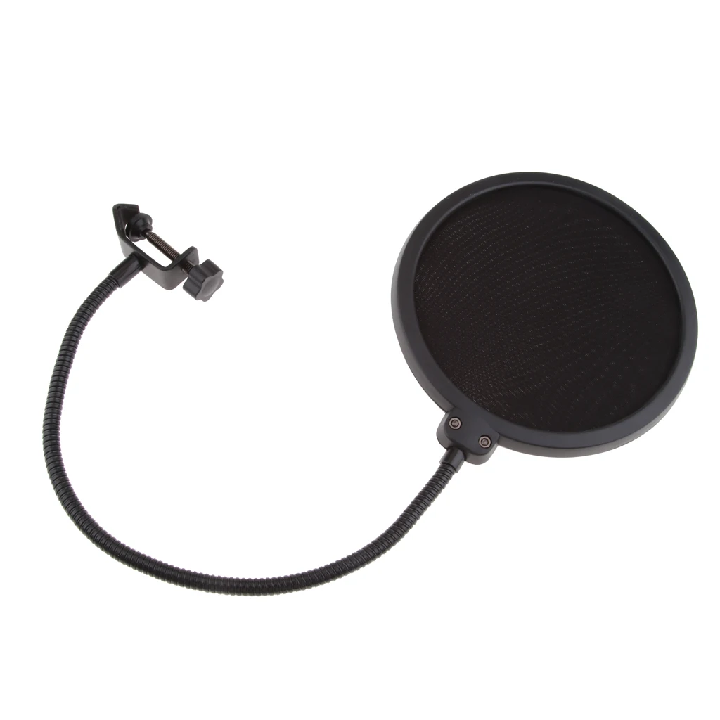 Metal Mesh & Foam Layer Microphone Tripod Double Net Pops Filter Microphone Mic Windscreen Cover For Youtube Videos Gaming