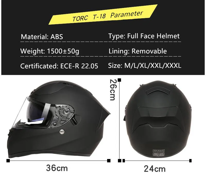 Новое поступление TORC T18 Полнолицевой мотоциклетный шлем с двойными линзами мужские и женские Casco moto винтажные емкости de moto ciclista