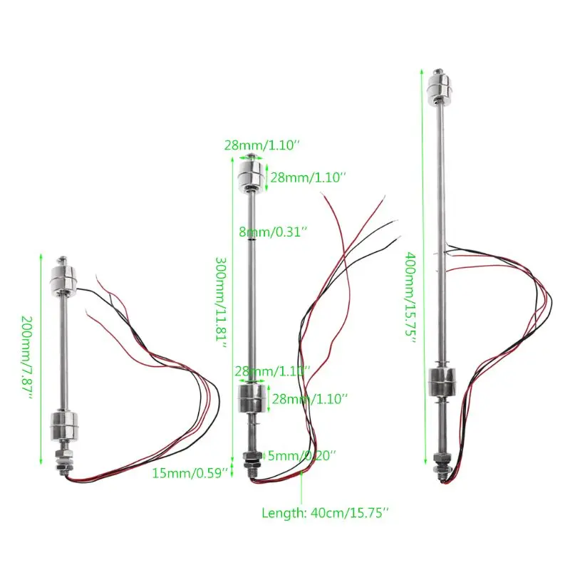 Water Level Switch Liquid Level Monitor Stainless Steel Float Switch Tank Liquid Water Level Sensor Double Ball Float Switch Tank Pool Flow Sensors