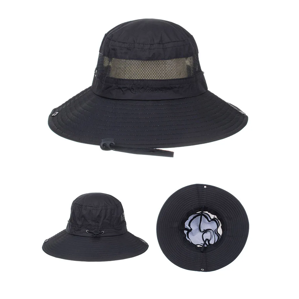 Black Cap Одноцветная шляпа-ведро унисекс, модная летняя уличная шляпа от солнца, шляпа-ведро с сеткой, сетчатая дышащая шапка для рыбалки bob chapeau - Цвет: Black Cap