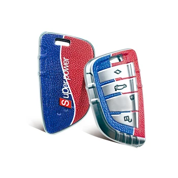

Key Case Cover For BMW F30 F34 F10 F07 F20 G30 F15 F16 Alarm Remote Controller Hard Shell Key Holder Case Cap Red Blue Stripes