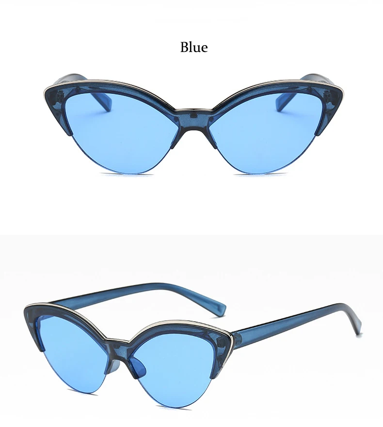 cute sunglasses vintage White Cat Eye Sun Glasses For Women Vintage New Fashion Small Half Frame Eyewear Trending Travel Sexy Woman Sunglasses big frame sunglasses