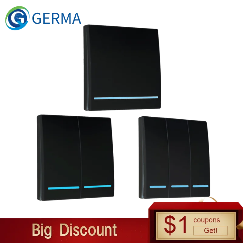 

GERMA Wireless Remote Control AC 220V Receiver 86 Wall Panel Remote Transmitter Hall Bedroom Ceiling Lights Wall Lamps TX