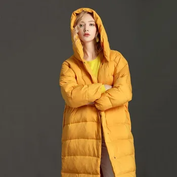 

2020 Women's Down Jacket Hooded Winter White Duck Down Coat Women Plus Size Korean Long Overcoat Puffer Jackets LY-0016