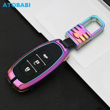 

Alloy Silicone Car Key Cover For Hyundai Accent Solaris Kona Elantra Santa Fe IX45 IX35 3 Buttons Remote Control Protector Case