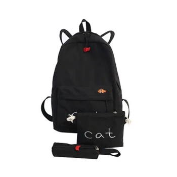 

School Bag Female High School Korean Version Middle School Student School Bag Three-Piece Casual Backpack Backpack