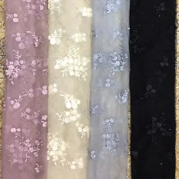 

2 Yards/Pack Multicolor Rose Embroidery Lace Mesh Fabric Wedding Dress Embroidered Fabric