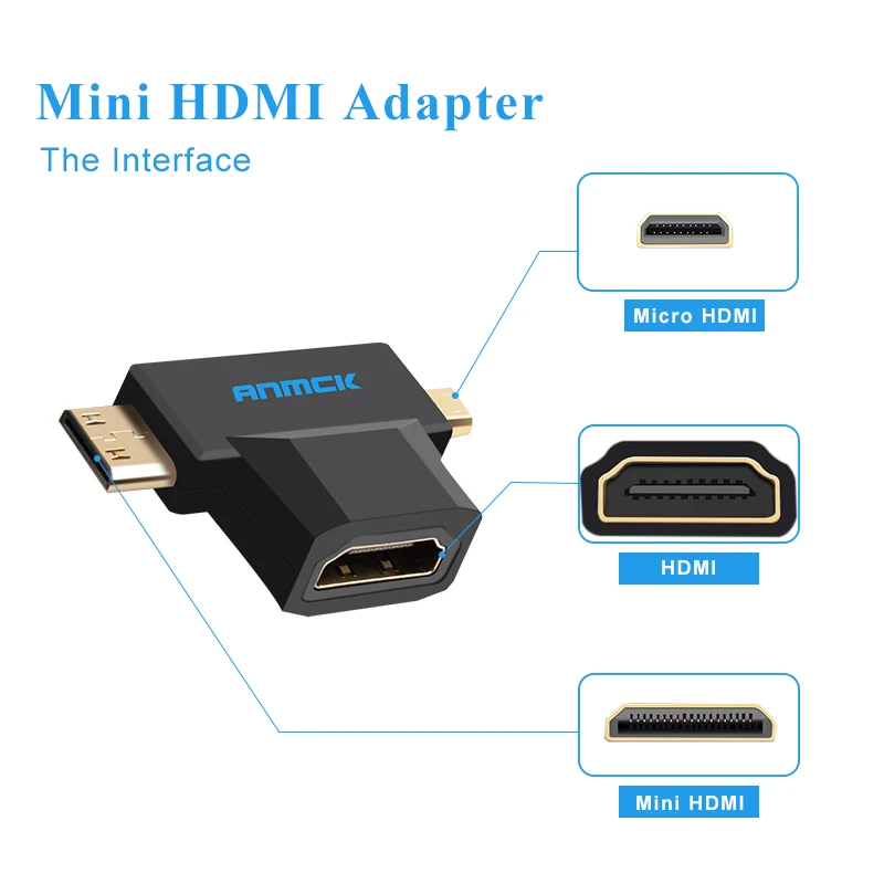 Anmck Micro HDMI к HDMI адаптер 4K Micro Mini HDMI мужчин и женщин преобразователь кабельного разъема для Gopro Hero камеры