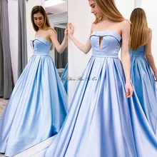 Robe De Soiree платья без бретелек для выпускного вечера атласные длинные вечерние платья на молнии сзади А-силуэта формальное платье vestido de festa