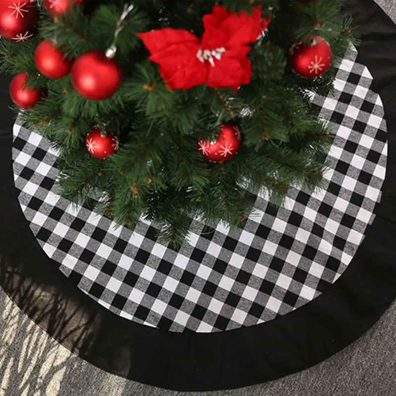 Рождественская елка юбка декор черный белый плед основа коврик покрытие Merry Xmas украшения сцены макет поставки 831F