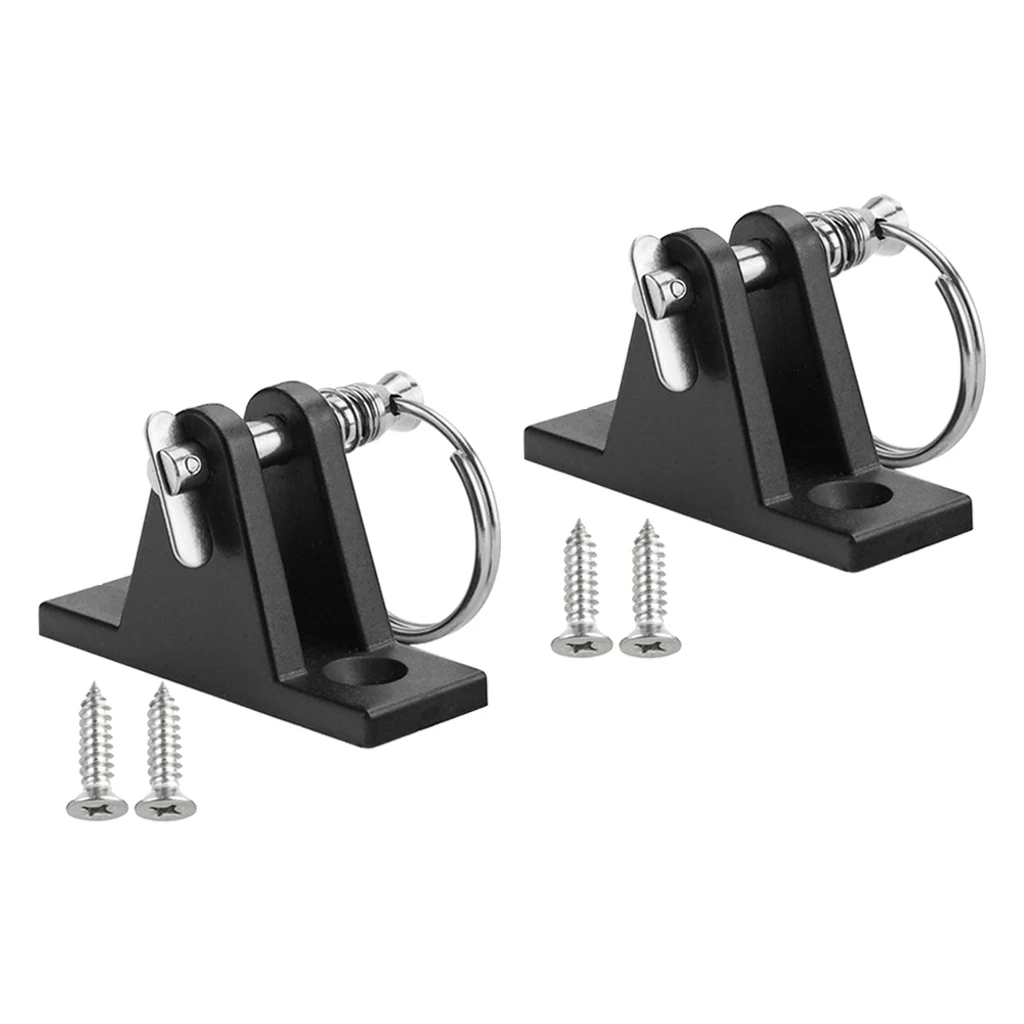2pcs Black Universal Boat Bimini Top Deck Hinges with Removable Pin