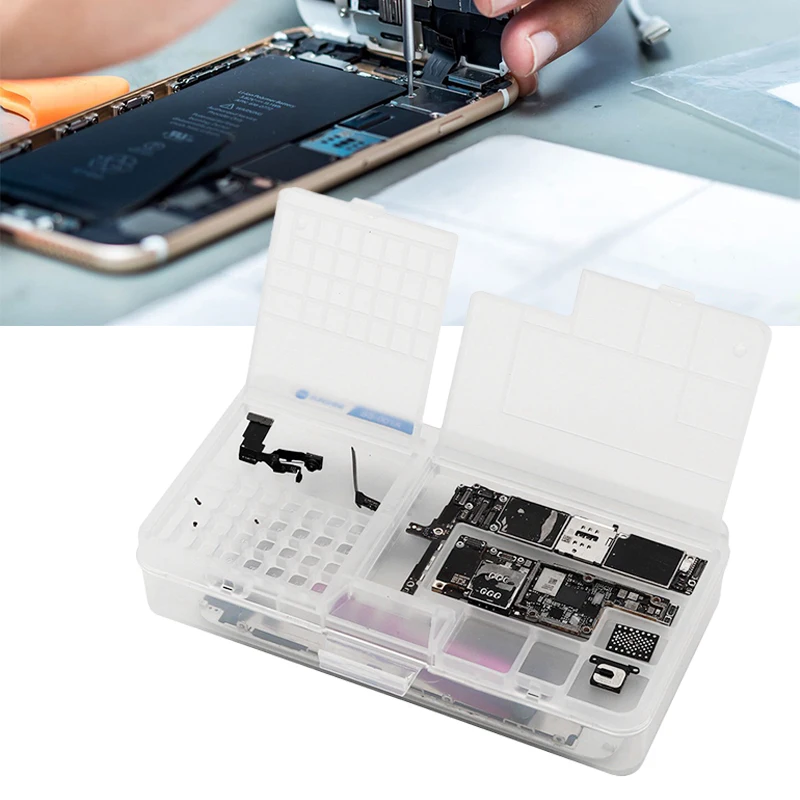 

Double-layer mobile phone repair parts storage box mobile phone disassembly bottom case motherboard screw component storage box