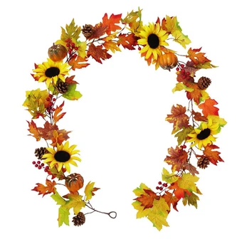 

Artificial Rattan Maple Leaf Pumpkin Pine Cone Autumn Sunflower Vine Home Decoration