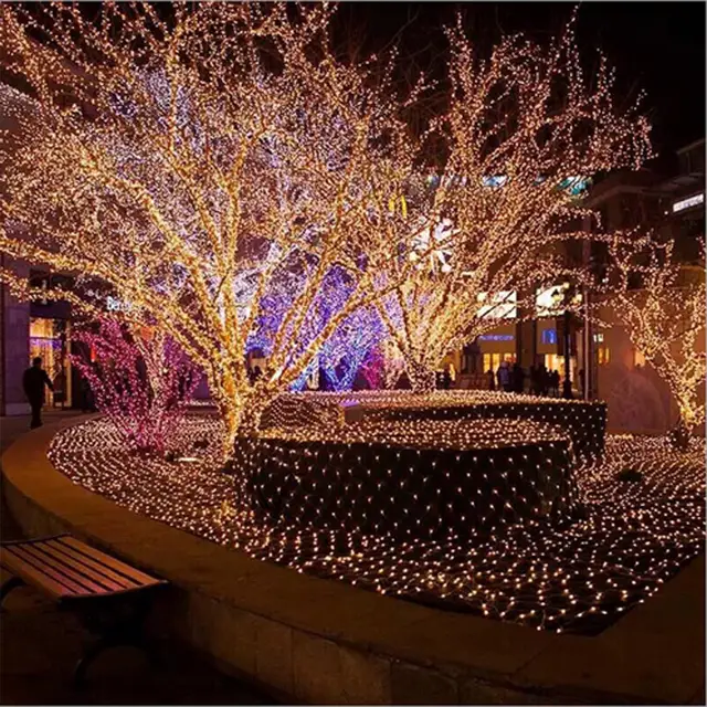 Led Party Blue Warm White String Light Led Fishing Net Mesh Fairy