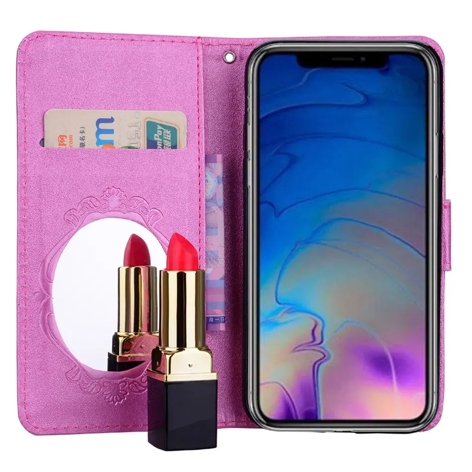 Girl Lady Case For Samsung Galaxy S10E S10 S9 S8 j4 A6 A750 A7 A8 Plus S7 S6 Edge Note 9 8 Mirror Wallet Stand Cover D99B