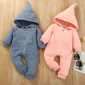 

Baby Solid Warm Hooded Jumpsuit