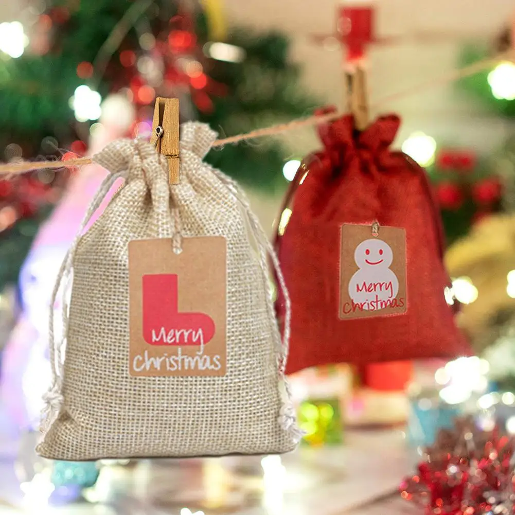 Christmas Gift Bags Candy Storage Drawstring Pouch Christmas Decoration Halloween Supplies 4 Colors