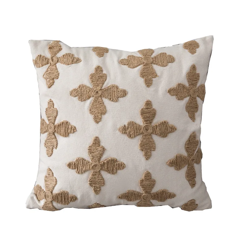 

Clover Pillow Case Minimalism Embroidery Pillowcase Square Pillow Cover Decorative Nordic Hotel Home Cafe Shop Christmas 50x50cm