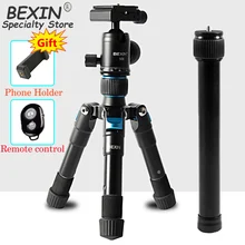 

BEXIN Portable Tripode phone Travel Stand Tabletop Video Mini Tripod with Bluetooth remote control 360°Ball Head for camera DSLR