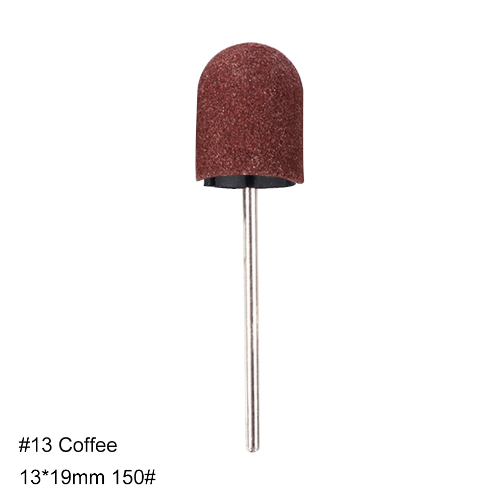 No.13 coffee Оправка+ шлифовальная крышка s фреза для маникюра 150# Pecidure дрель для ногтей Песочная крышка набор аксессуаров фрезы Инструмент для полировки - Цвет: No.13 coffee