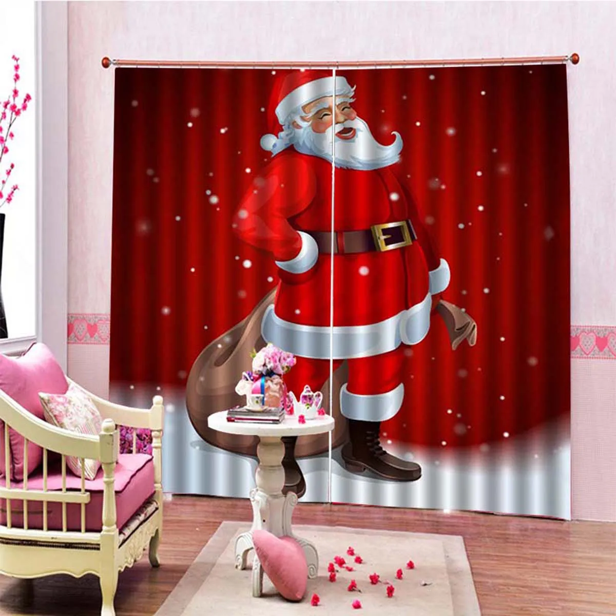 2x75X166 см 3D Merry Christmas набор для ванной Снеговик Дед Мороз Санта колокольчик лося узор Водонепроницаемая оконная занавеска украшение дома - Цвет: 5