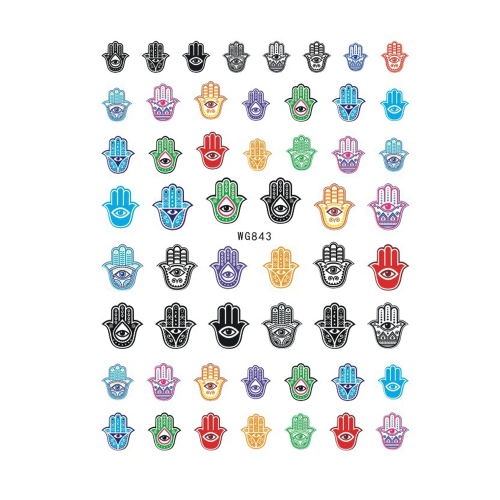 

Colorful Triangle Eyes Palm 3D Nail Sticker Sliders Stickers for Nails Art Decoraciones Foil Design Manicure Accessories