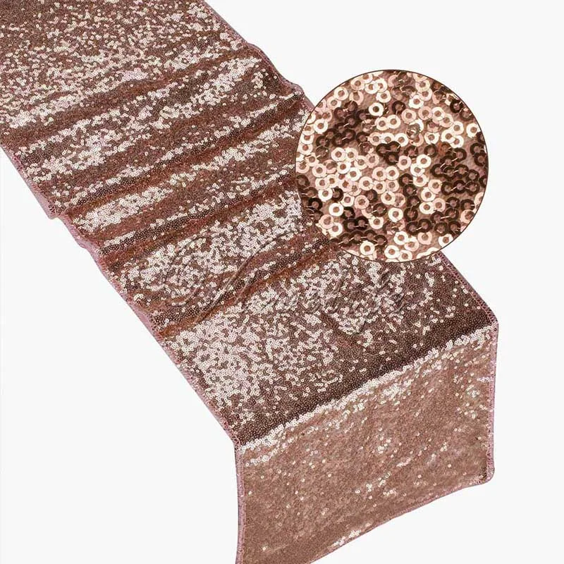 rose gold275 30x180 см/30x275 см Сверкающее розовое золото блесток настольная дорожка для свадебной вечеринки Рождество настольная дорожка украшение скатерти - Цвет: rose gold275