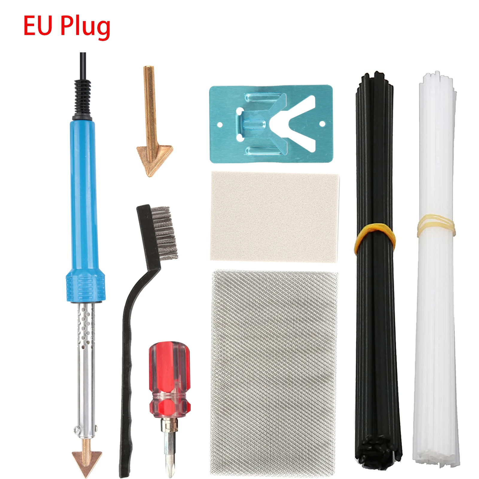 80W Plastic Welding Kit , Reinforcing Mesh, Hot Iron Stand, and Wire Brush for Cars Bumper DIY Arts and Crafts Surface Repair hot stapler plastic repair Welding Equipment