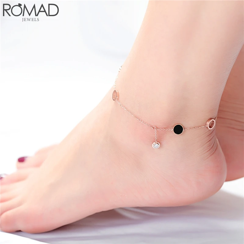 Ножные браслеты из нержавеющей стали ROMAD Boho женские браслеты для щиколотки сердце сглаза ножной браслет пляжная цепь ножной браслет с цепочкой девушка ножной браслет R5