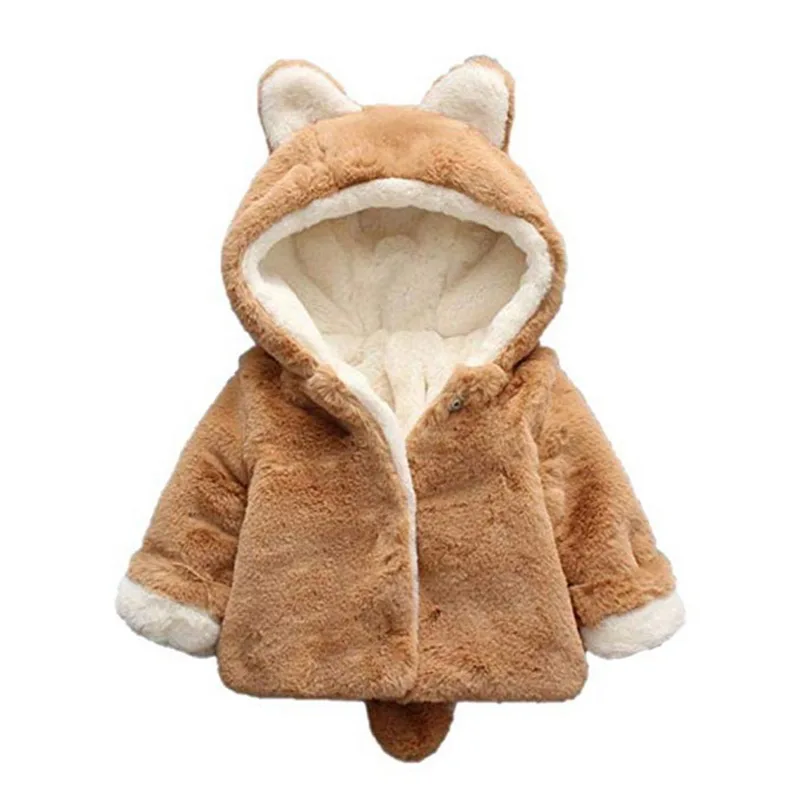 

LOOZYKIT Infant Girl Fur Coats Autumn Winter Thick Jackets Girls Warm Hooded Outerwear Coat Newborn Clothes Baby Rabbit Playsuit