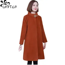 UHYTGF 4XL размера плюс верхняя одежда качественная норковая кашемировая Зимняя шерстяная куртка женская темпераментная Повседневная теплая шерстяная куртка 1025