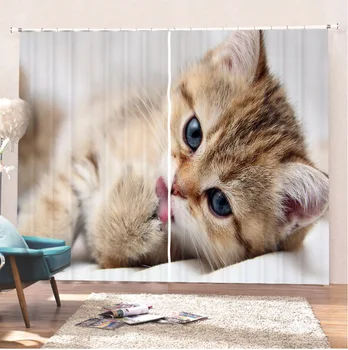 

Cartoon Cat Curtains Bathroom Curtains Polyester Fabric Curtains Room Home Modern Curtain For Living Room Colorful Curtain