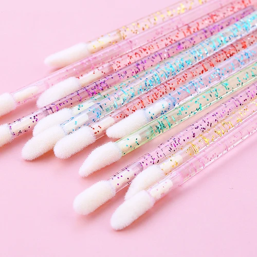 50Pcs 일회용 크리스탈 속눈썹 브러시 속눈썹 마이크로 립 브러쉬 용품 애플리케이터 클리너 뷰티 속눈썹 연장 도구 3