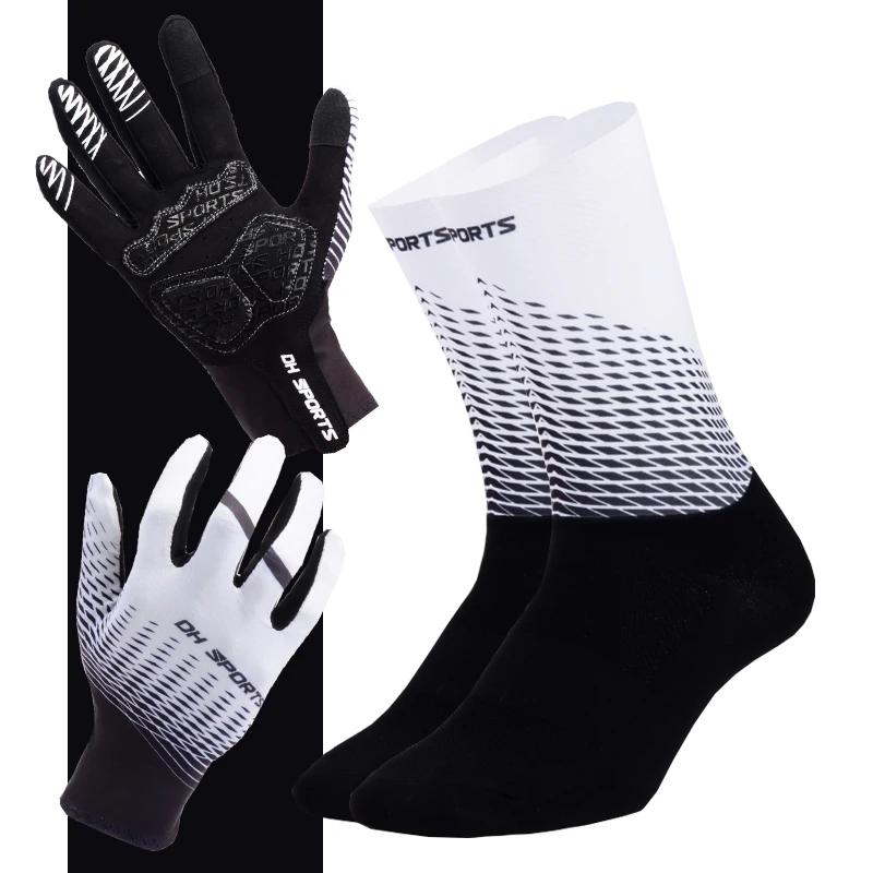 1 пара полный палец перчатки для велоспорта с 1 пара носки для езды на велосипеде Для мужчин Для женщин Сенсорный экран перчатки для Спортивного Велосипеда Нескользящие велосипедный набор носков