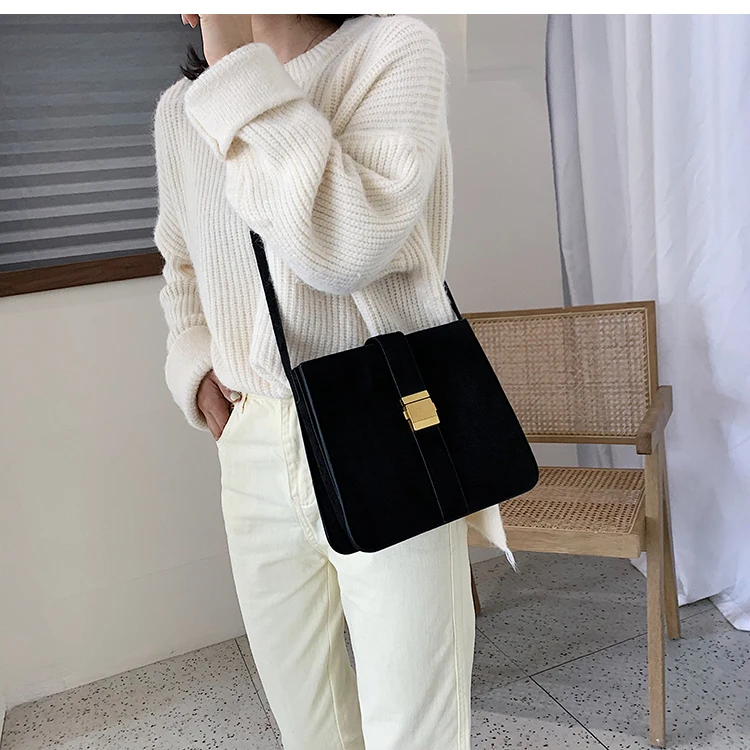 Vintage suede lady crossbody bag winter Fashion New velvet Women's Designer Handbag Casual Shoulder Messenger Bag