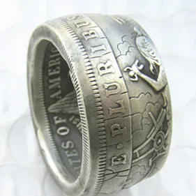 

Hobo Coin US Morgan Dollar Silver Plated Ring Handcrafted US Size 8-16