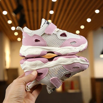 

Spring Kids boys Shoes Mesh Children's Sneakers Breathable soft sole running Sport Shoes for Girls Thick Bottom YY100