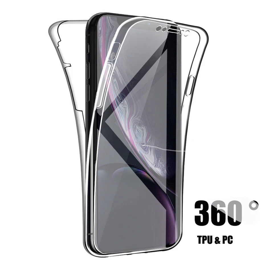 360 Full Cover Soft Silicone Shockproof Phone Case For iPhone 11 Pro XS Max X XR Clear TPU PC 7 6 6s 8 Plus |