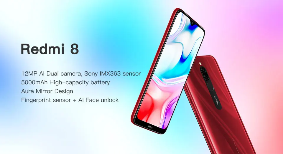 Мобильный телефон Xiaomi Redmi 8 с глобальной прошивкой, 3 ГБ, 32 ГБ, Восьмиядерный процессор Snapdragon 439, 12 МП, двойная камера, 5000 мАч