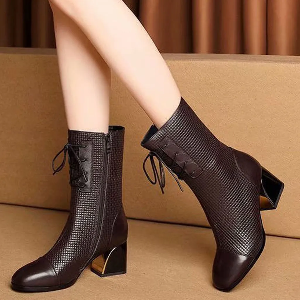 Женская обувь; Botas; сапоги до колена на высоком каблуке; Цвет Черный; на молнии; сезон зима-осень; теплые плюшевые сапоги до середины икры из натуральной коровьей кожи;# J30