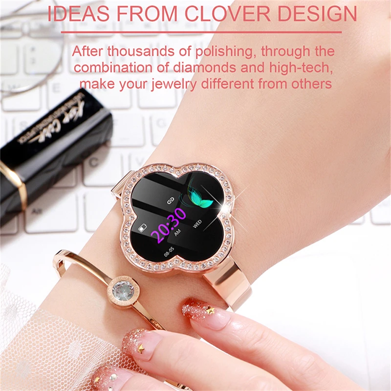 Nennbo Ai06 Women Smart Wristband Four-leaf Clover Dial Tewelry Heart Rate Blood Pressure Smart Bracelet Lady Watch Friend Gift Nennbo Ai06 Women Smart Wristband Four-leaf Clover Dial Tewelry Heart Rate Blood Pressure Smart Bracelet Lady Watch Friend Gift