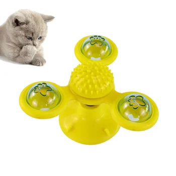 

1PC Funny Windmill Cat Toy Creative Three Head Windmill Cat Toy Rotating Windmill Scratching Hair Toy Pet Cat Interactive Toy fo