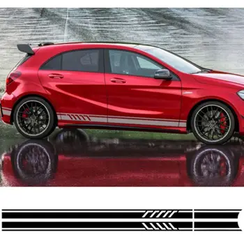 

2pcs Car Side Body Sticker Vinyl Decal Long Stripe Car Sticker DIY Car Body Decals 220*11.5cm 28GC