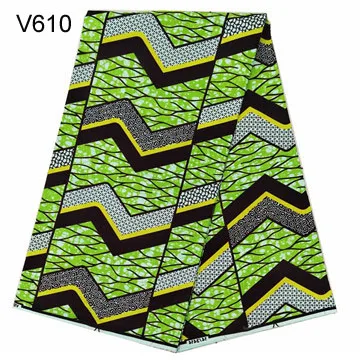 V610 Анкара африканская восковая ткань pagne хлопок высокое качество настоящий голландский вощеная ткань нигерийская женское платье свадебное 6 ярдов - Цвет: V610