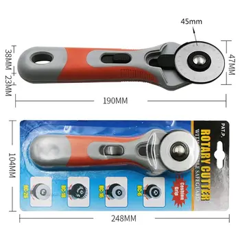 

45mm Patchwork Roller Wheel Rotary Round Cutter Tailor Sewing Leather Craft Tool with Blades Cutting Fabric Paper K4UA