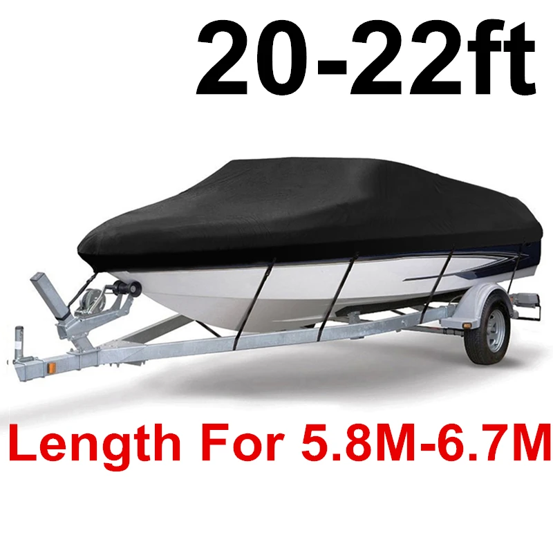20-22ft Черный 210D 11ft-22ft Trailerable Чехлы для лодок Водонепроницаемый Солнцезащитный УФ-протектор сверхмощный катер для катания на лодке, покрытие для рыбалки, лыж D45 - Цвет: 20-22ft
